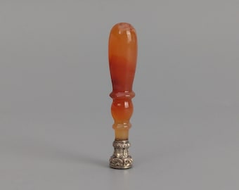 Miniature agate wax seal intaglio with dog