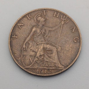 1912 Farthing Coin Great Britain