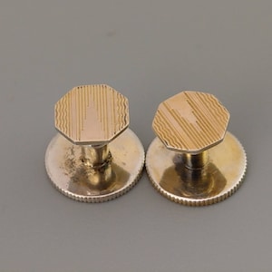 Studs Buttons 9ct Gold on silver with turned engine pattern