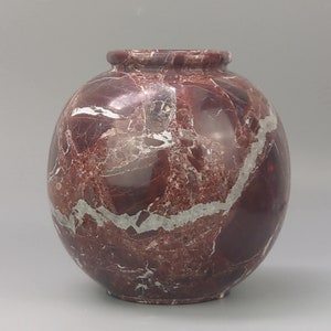 Large Spherical Vase red Marble Rosso Levanto