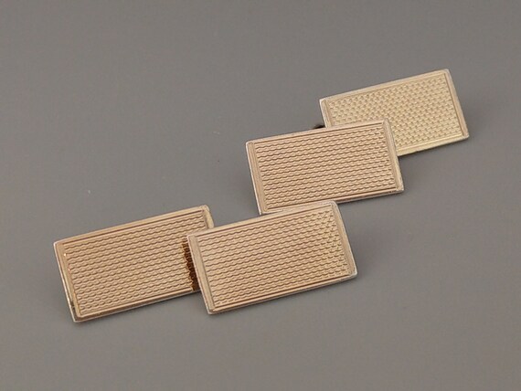 Art deco Rectangle Cufflinks engine turned 9ct Go… - image 6