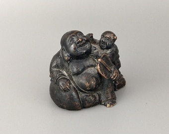 手彫りの硬石製 笑う仏像 小さな 置物 東洋風の置物 銅製の小さな笑い仏と唐子文鎮 - Etsy 日本