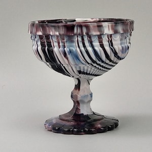 Victorian Purple Slag Glass Pedestal Bowl