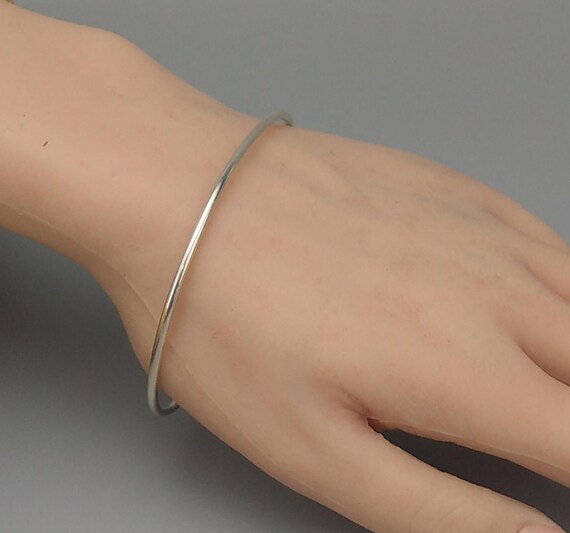 Vintage Sterling Silver Stackable bracelet oval p… - image 1