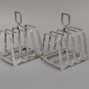 Pair of Toast racks 4 slice silver plated by Harrison Bros & Howson Sheffield