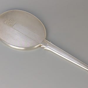 Sterling silver Art Deco Hand Mirror with Engine Turned Pattern