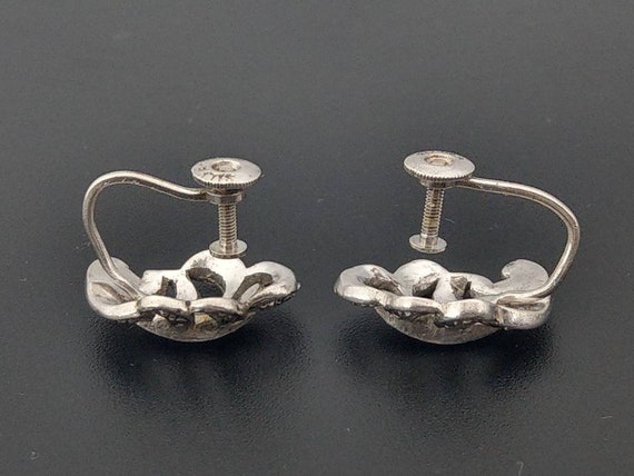Marcasite Silver Sterling Leaf shaped Art deco earrings
