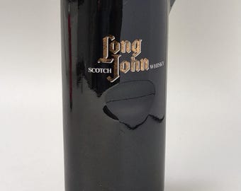 Vintage Whisky Water Jug Long John Whisky Tall Black Pinch Handle