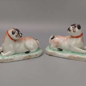 Pair of Vintage Pug Dog Figurine Chelsea House Port Royal