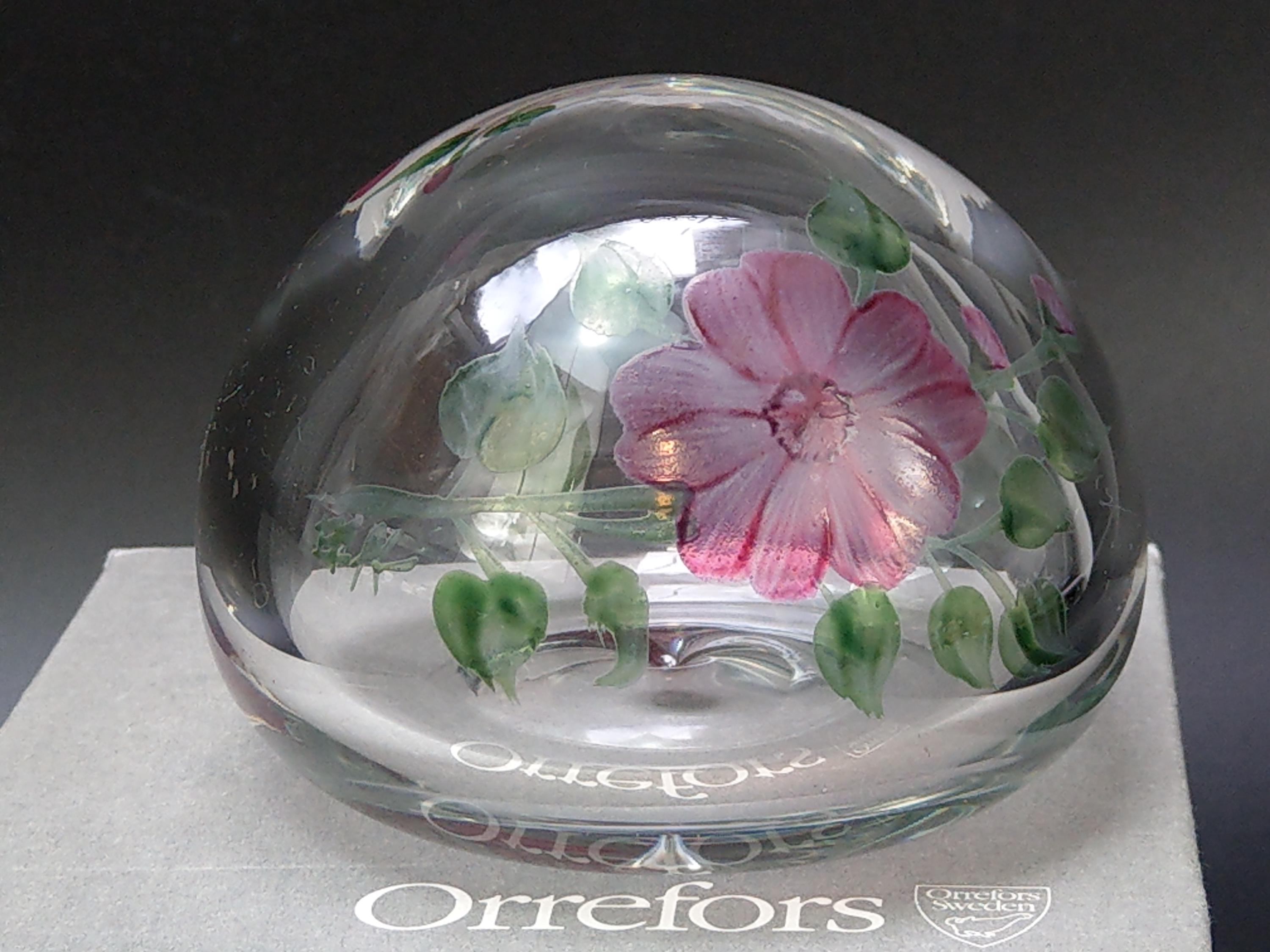 Vintage Orrefors Sweden Art Glass Dome Paperweight Eva Englund