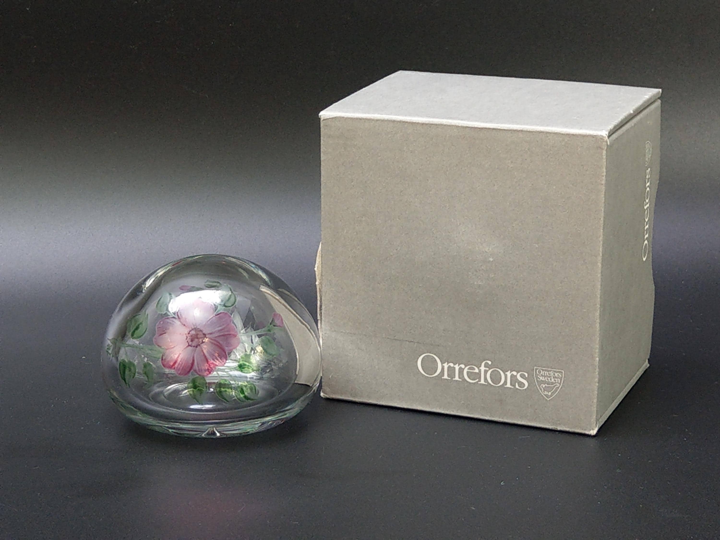 Vintage Orrefors Sweden Art Glass Dome Paperweight Eva Englund