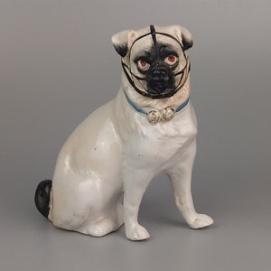 Reserved for Steven Early Staffordshire Pug Dog in muzzle Figurine