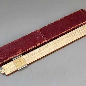 Vintage Unique Log‑Log Slide Rule, 10&quot; Box & Trig Tables