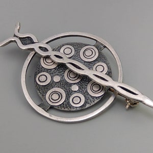 Vintage Celtic Kilt pin Brooch Sterling Silver Edinburgh M.G c1970