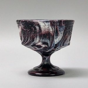 Floral Purple Slag Glass Pedestal Bowl Henry Greener c1880