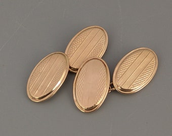 Boutons de manchette ovales en or 9 carats tourné par Lawson Ward Gammage c1935