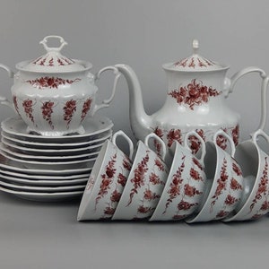 Polish porcelain Tea set Walbrzych hand painted by K Struzik