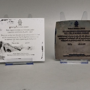Royal Crown Derby Derbyshire Constabulary Limited Edition Plate Certificate Printing