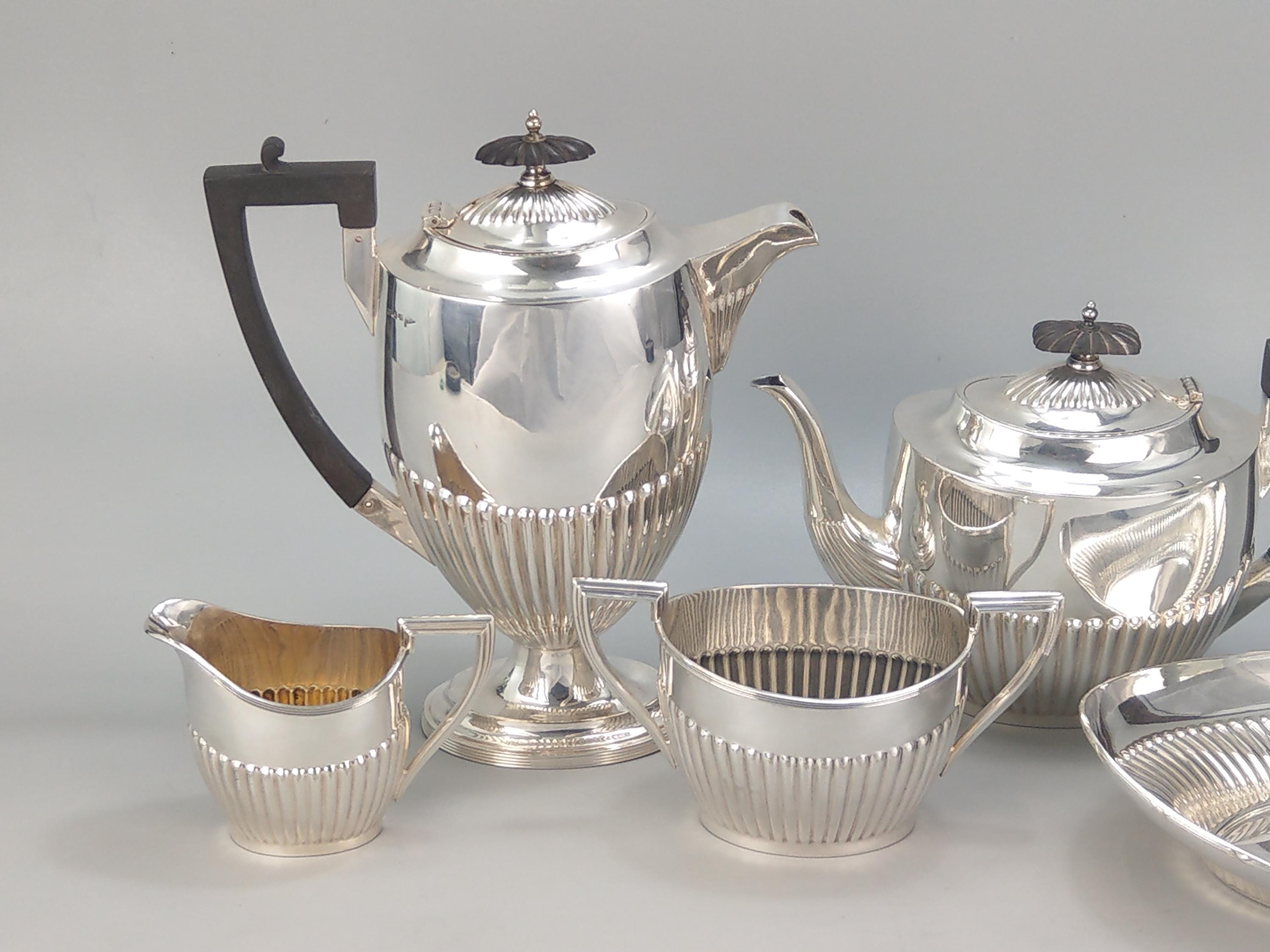 Art Deco Silver Plate Tea Coffee Set Queen Anne Style Walker Hall