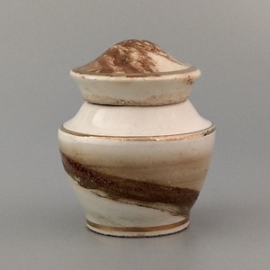 Medium Vintage Greek solid perfume pot with brown marble Swirl