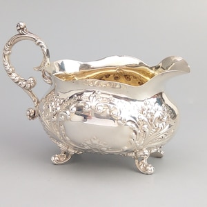 Sterling silver Fotted Cramer Jug with gold gilt interior by Unger Brother