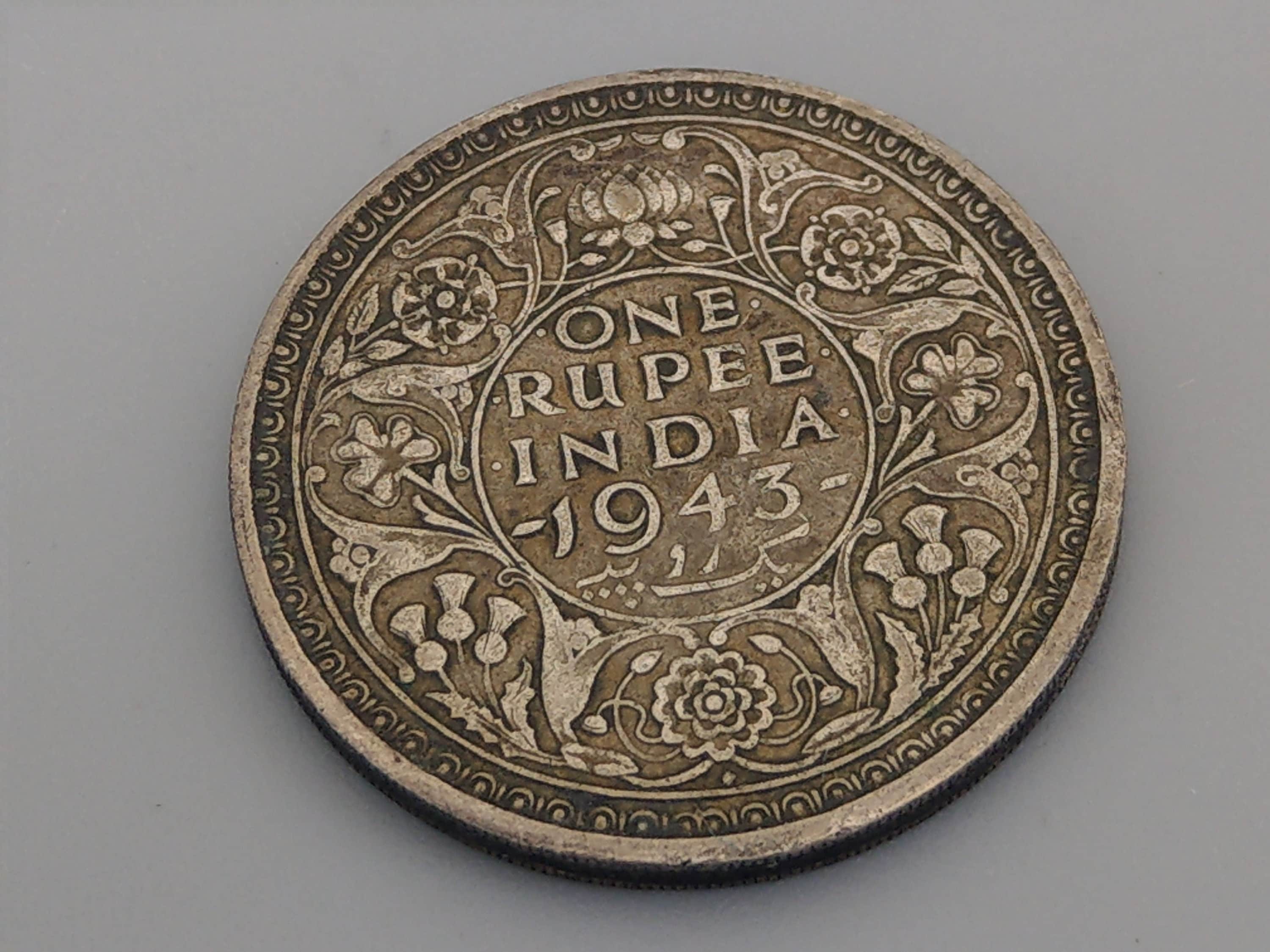 India 1943 One Rupee Silver Coin Bombay Mint King George VI - Etsy