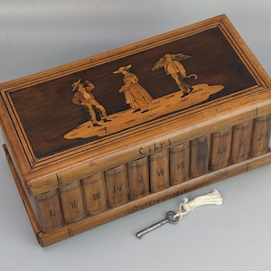 Sorrento Ware Walnut and Marquetry Library Puzzle Box