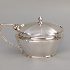 Antique Sterling Silver mustard pot panelled body Deakin & Francis Ltd