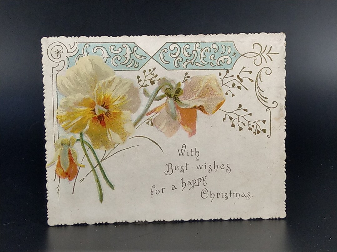 Antique Greetings Card Jonquil Flowers Die Cut Victorian Etsy