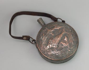 Antique Middle Eastern Tinned Copper with Fish motif