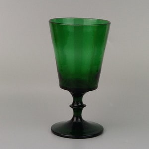 Green Wine Glass Goblet bucket bowl on waisted stem and flared foot c1810