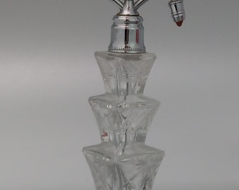 Art Deco Pagoda cut Crystal Perfume Bottle Atomizer