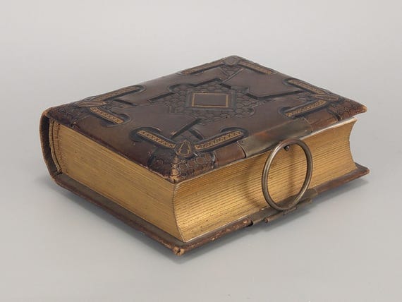 Small Photo Album Victorian Fancy Leather Bound With Metal Clasp