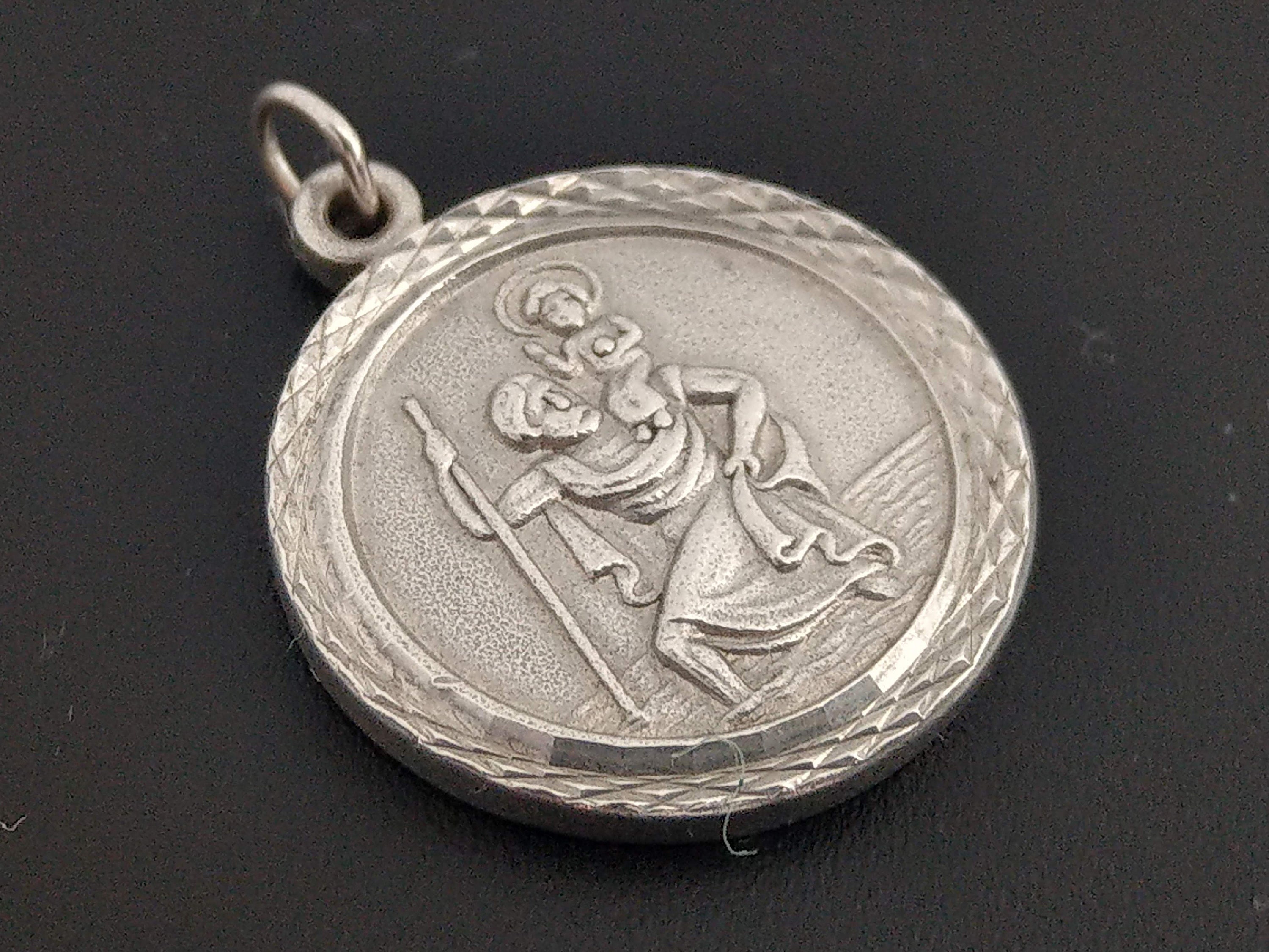 Sterling Silver St Christopher Pendant Thick St Christopher