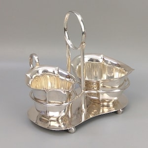 Antique silver plated creamer and sugar bowl cruet stand Handicraft Birmingham