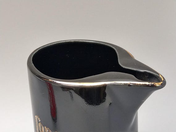 Vintage Whisky Water Jug Long John Whisky Tall Black Pinch Handle