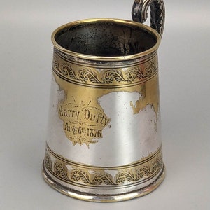 Victorian silver plated christening mug Harry Dufty 6 August 1876