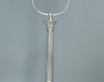 Antique Silver Plate Corinthian Column Table Lamp