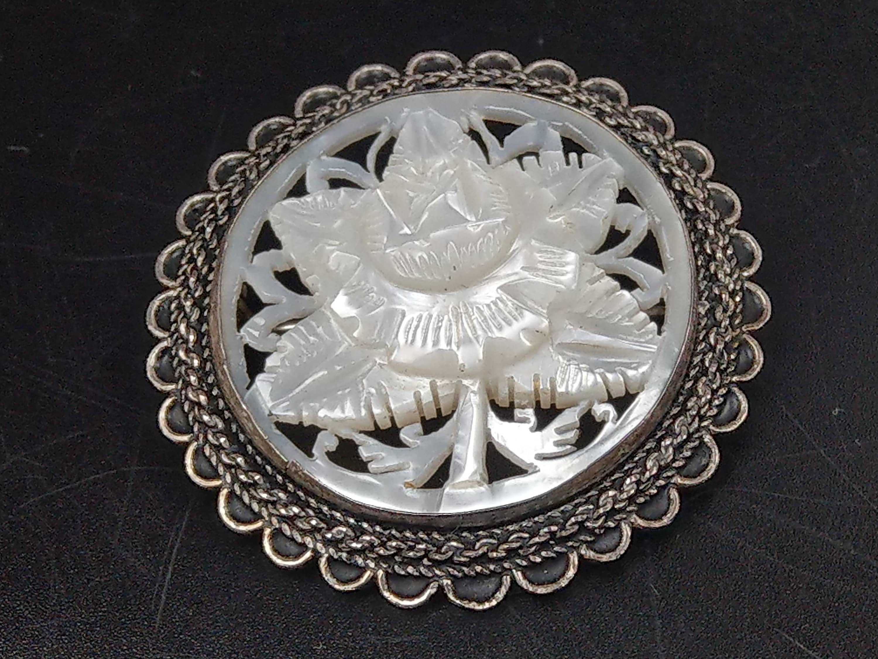 SILVER オパール ブローチ メキシコオパール 2.36ct ダイヤモンド 金魚 ホワイトゴールド