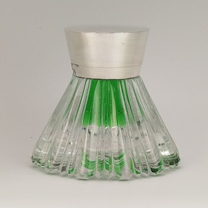 Victorian conical cut glass inkwell with sterling silver mount by John Grinsell