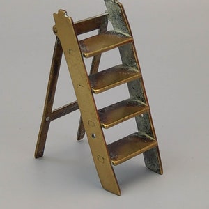 Vintage doll&#39;s house Brass miniature Library step ladder