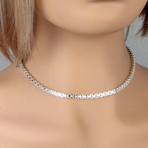 Vintage Sterling Silver Bismark chain Choker Necklace Import London 1979