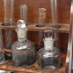 Antique Laboratory Rack With Test Tubes and Bottles - Etsy