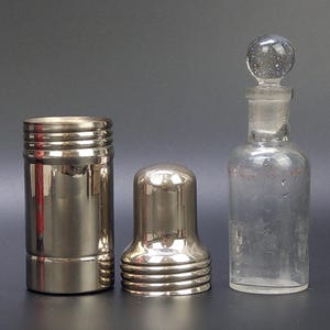 Vintage Travelling Medicine Bottle in Metal Case