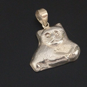 Solid Sterling Silver Cat  Pendant