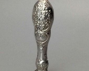 Antique Sterling Silver plain seal Ornate floral motif with wax filled handle