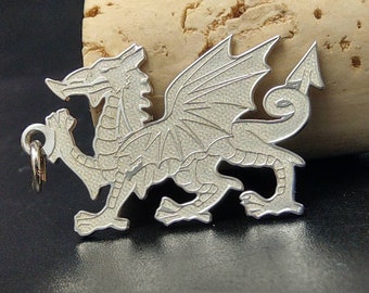 Enamel Sterling Silver Welsh Dragon Pendant