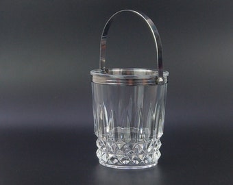 Vintage Crystal ice bucket with chrome handle by Cristal d'Arques