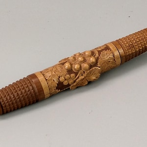 Carved Black Forest Needle case Grapevine pattern c1860