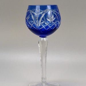 Vintage Cobalt Blue cut to clear wine glass
